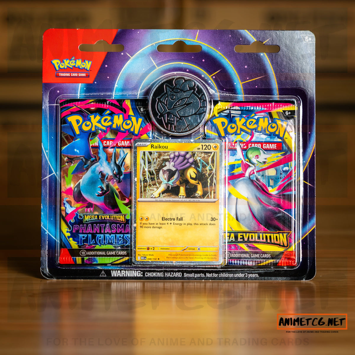 Pokémon TCG: Raikou 2-Pack Blister (Mega Evolution & Phantasmal Flames) – sealed product front view | AnimeTCG.net